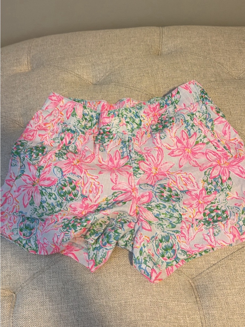 Lilly Pulitzer Pink & Green Floral High-Waist Cotton Shorts